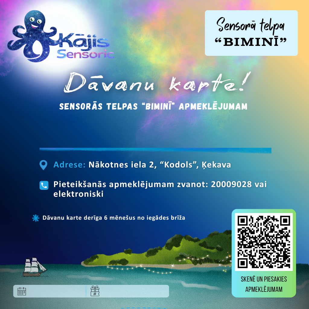 🎁 Dāvanu karte – Sensorās telpas "Biminī" apmeklējumam